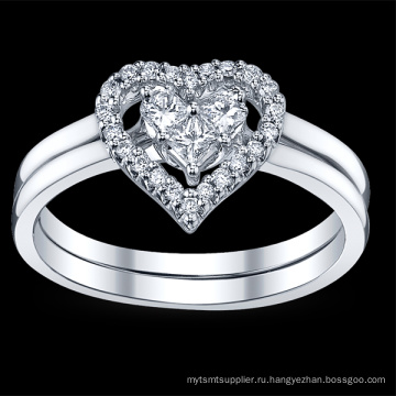Сердце Форма 925 стерлингового серебра Кольцо Ювелирные изделия Танцы Алмаз